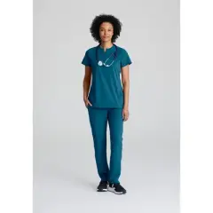 Barco One Women's Flux 2-Pocket Banded Zip Collar Scrub Top