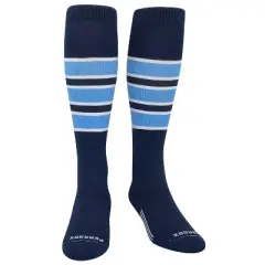 PEAR SOX Striped OTC Baseball, Softball, Football Socks - Navy Blue, White, Sky Blue (C)