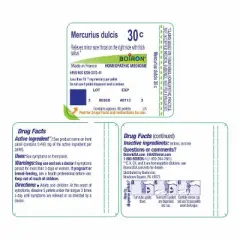 Mercurius Dulcis 30C by Boiron Homeopathic Single Medicine For Cough, Cold & Flu  -  80 Pellet