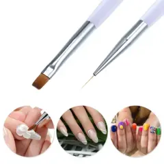 Unique Bargains Acrylic Dotting Painting Drawing Nail Art Liner Brushes Purple 1 Pc