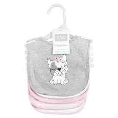 Hudson Baby Infant Girls Cotton Bibs, Girl Whimsical Dog, One Size