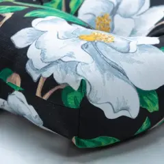 Set of 2 Magnolia Outdoor/Indoor Deluxe Tufted Chair Pads Black - Pillow Perfect