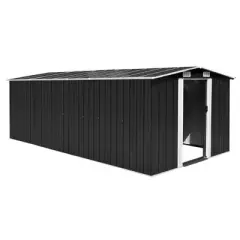 vidaXL Garden Shed Storage House for Tools Backyard Garage Patio Furniture Metal - Anthracite 101.2" x 192.5" x 71.3"