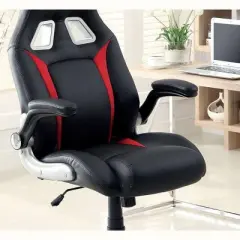 Okak Modern Upholstered Office Chair, Computer Chair with Foldable Armrest and Adjustable Height, Comfy Chair for Gaming Room, Study, Black