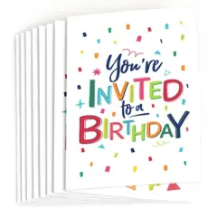 Big Dot of Happiness Cheerful Happy Birthday - Fill In Colorful Birthday Party Invitations (8 count)