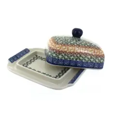 Blue Rose Polish Pottery 295 Ceramika Artystyczna Butter Dish