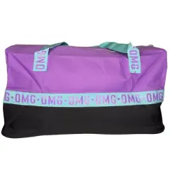 Purple OMG Girls Duffle Bag with a Purple Top and Black Bottom for Travel, Sports, Sleepovers or the Beach