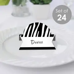 Big Dot of Happiness Zebra Print - Safari Party Tent Buffet Card - Table Setting Name Place Cards - Set of 24