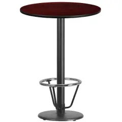 Emma and Oliver 30" Round Laminate Bar Table with 18" Round Foot Ring Base