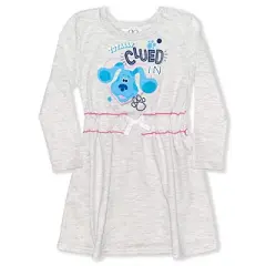 Nickelodeon Girl's Blue's Clues Totally Clued In Long Sleeve Knee-Length Dress, Casual Clothing for Toddlers