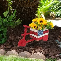 Novelty American Flag Wooden Planter - Alpine Corporation