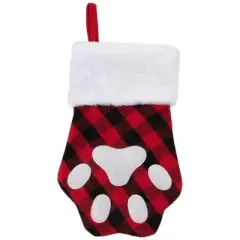 Northlight 15.5" Red and Black Buffalo Plaid Pet Embroidered Christmas Stocking