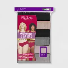 Fit for Me by Fruit of the Loom Women's Plus 6pk Microfiber Classic Briefs - Black/Gray/Beige