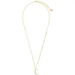 SHINE by Sterling Forever CZ Crescent with Stars Necklace