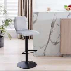 Adjustable Velvet Stool Ash Gray - Acessentials