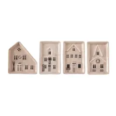 Transpac Ceramic Nordic Cabin Spoon Resin Set of 4 Christmas Home Decorations for Spoon Rests and Holiday Decor