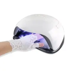 Unique Bargains Breathable Flower Half Finger Manicure Gloves 1 Pair