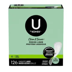U by Kotex Clean & Secure Liner - Light Absorbency - Long Length - 126ct