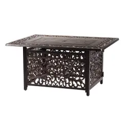 48" Rectangular Aluminum Outdoor Propane Fire Table with Wind Blockers & Propane Tank & Table Covers - Oakland Living