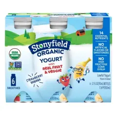 Stonyfield Organic Kids' Strawberry Banana Yogurt Smoothies - 6pk/3.1 fl oz bottles