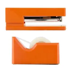 JAM Paper Stapler & Tape Dispenser Desk Set Orange