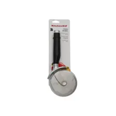 KitchenAid Stainless Steel Pizza Wheel: Black Pizza Slicer with Finger Safety Guard, Dishwasher-Safe, 9" Height