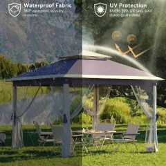 GustoWave Outdoor 11x11 Ft Pop Up Gazebo Canopy Tent for Patio, Garden