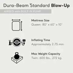 Intex Dura Beam Pillow Rest Classic Airbed Mattress with Built-In Pump, Queen