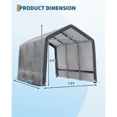 7x15FT Carport with 2 Roll-Up Doors & Vents, 240G Heavy-Duty Waterproof PE Tarp, UV-Resistant Storage Sheds for Motorcycle, Firewood & Tools