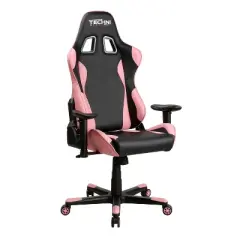 NicBex Versatile Swivel Gaming Chair Adjustable Office Chairs with Wheels,Reclining Back&Footrest,Ergonomics Video Game Chairs,250lbs Max,Pink/White