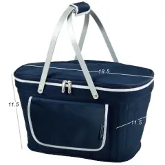 Picnic at Ascot Folding Soft Sided Cooler Basket with Four Person Picnic Set