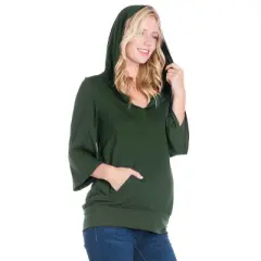 24seven Comfort Apparel Oversized Maternity Fashion Hoodie Top