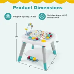 Infans 6-in-1 Baby Activity Center w/Height Adjustable Board Detachable Toys Music