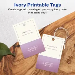 Avery Printable Rectangle Printable Tags with Sure Feed Technology, 2" x 3", Ivory Cardstock, Print-to-the-Edge, Laser/Inkjet Tags, 80 Total