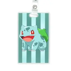 Pokemon Bulbasaur Retractable Reel Lanyard Clear ID Badge Holder Keychain Multicolored