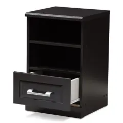 Odelia Modern and Contemporary Finished 1 Drawer Nightstand Dark Brown - Baxton Studio