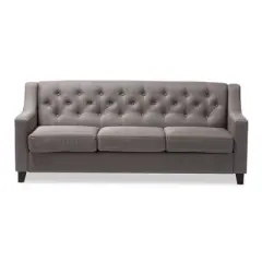 Arcadia Modern and Contemporary Fabric Upholstered Button Tufted Living Room 3 Seater Sofa - Baxton Studio