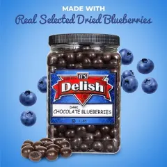 Dark Chocolate Blueberries by It's Delish, 3 lbs Jumbo Container Jar