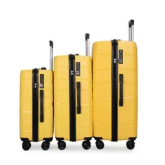 Gulches 3-Piece Hardshell Luggage Set - Bright Anti-Loss Lightweight PP Suitcases w/TSA Lock, Spinner Wheels, Scratch-Resistant