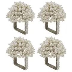 Saro Lifestyle Napkin Rings With Pearl Dome Design (Set of 4)