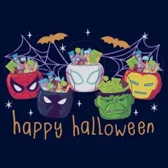 Boys Marvel Happy Halloween Super Heroes Candy Bucket T Shirt