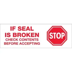 Tape Logic Pre-Printed Carton Sealing Tape "Stop If Seal Is Broken..." 2.2 Mil 3 T905P01