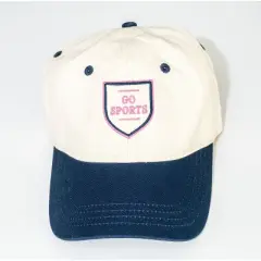 Go Sports Hat - Frasier Sterling Cream/Navy/Pink: Adjustable Cotton Baseball Cap