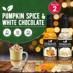 Syruvia Variety Pack - Pumpkin Spice & White Chocolate Syrup 25.4 Fl oz (2-Pack)