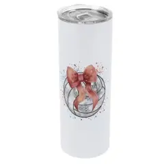 Elanze Designs 20 Ounce Stainless Steel On the Go Travel Tumbler With Push Top Lid, Volleyball with Pink Bow