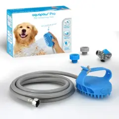 AquaPaw Dog Bath Brush Pro - Sprayer and Scrubber Tool in One - Indoor/Outdoor Dog Bathing Supplies - Pet Grooming