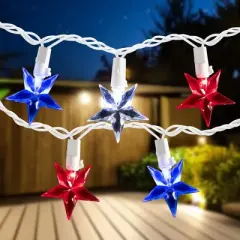 Northlight LED Patriotic Stars String Light Set - 7.25ft - White Wire - 10ct