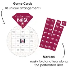 Big Dot of Happiness Vino Before Vows - Bar Bingo Cards and Markers - Winery Bridal Shower or Bachelorette Party Shaped Bingo Game - Set of 18