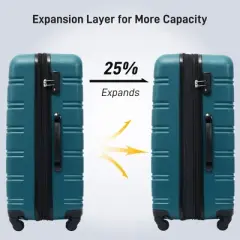 Sapphtopaz 3 Piece Luggage Sets ABS Hardside Spinner Expandable Suitcase Lightweight Luggage Carry On Suitcase, Spinner Wheels, TSA Lock (20/24/28)