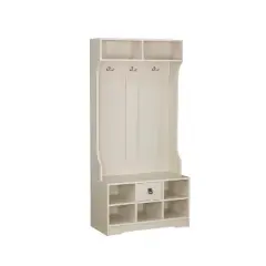 Saint Birch Hawksbury Hall Tree and Shoe Bench, Antique White